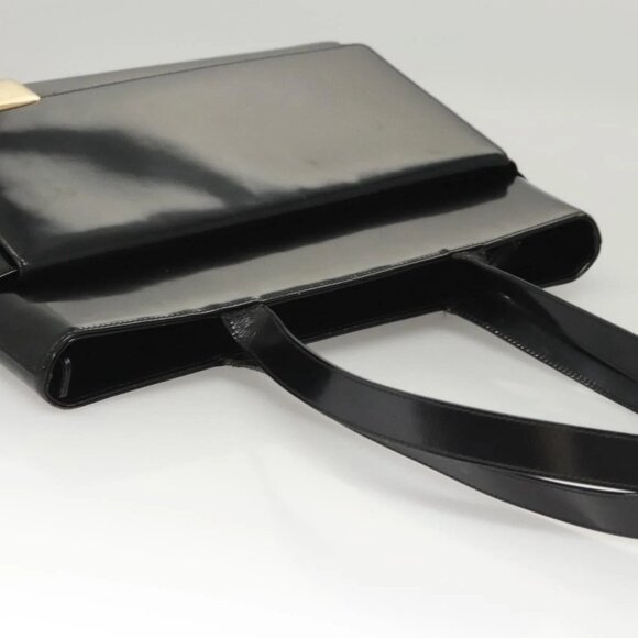 GUCCI Shoulder Bag Enamel Black Gold - Picture 5 of 16